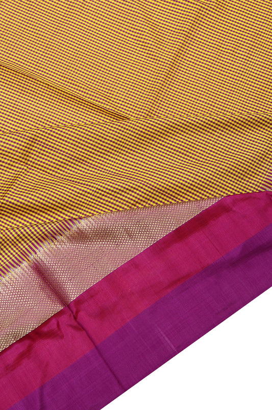 Yellow Ikat Silk Saree with Floral Jaal