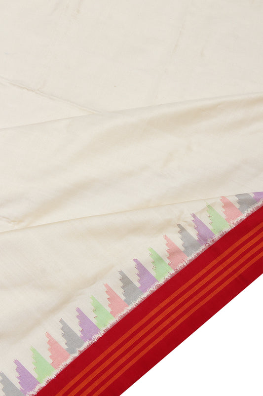 Cream Rajkot Patola Silk Saree with Multi-Color Thazhampoo Reku