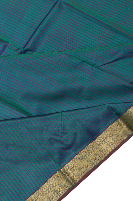 Green Soft Silk Saree with Red Border and Gold Zari Weaves Design