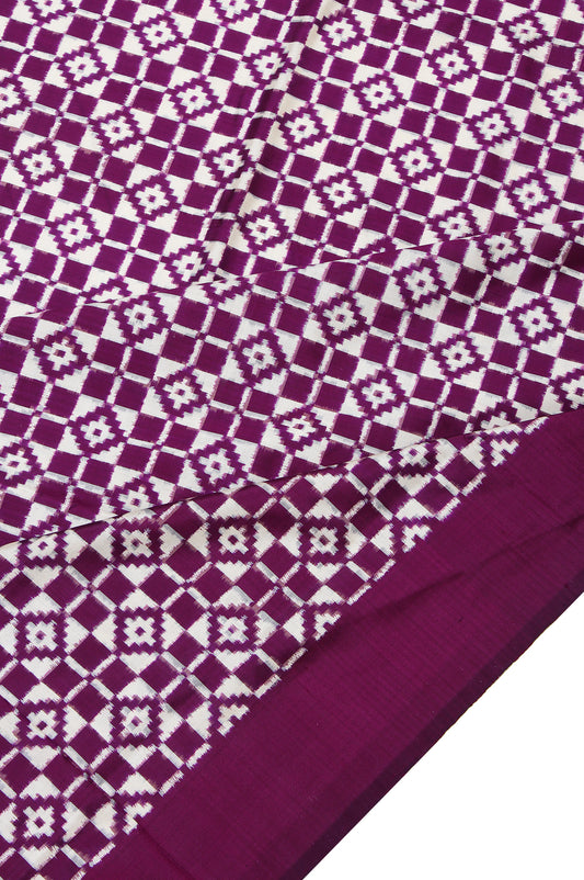 Violet Ikat Silk Saree with Diamond Butta