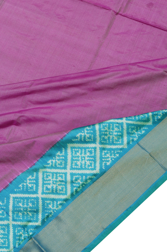 Lavender Ikat Silk Saree with Diamond Checks