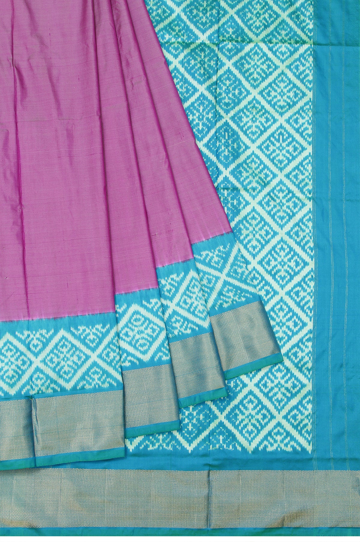 Lavender Ikat Silk Saree with Diamond Checks