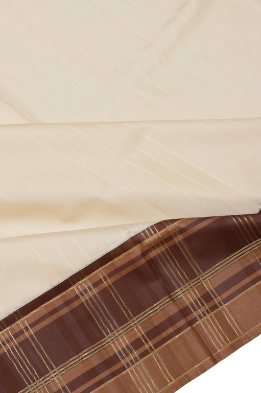 Cream Soft Silk Saree with Striped Body Design