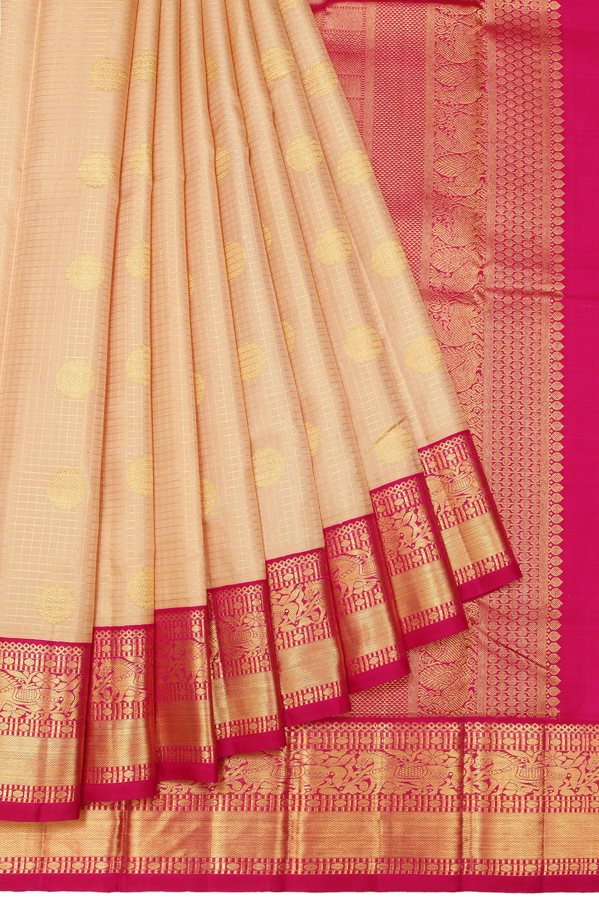 Sandal Kanchipuram Saree with Kuthirai Motifs