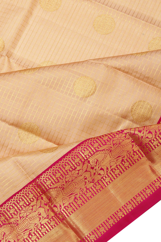 Sandal Kanchipuram Saree with Kuthirai Motifs