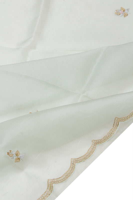 Pista Green Organza Silk Saree with Temple Design Blouse