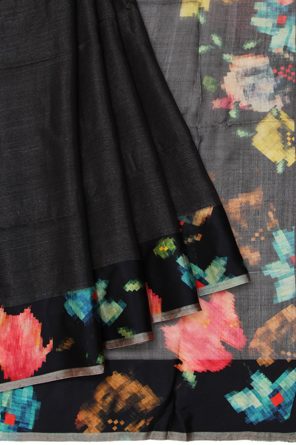 Black Organza Silk Saree with Geometrical Design and Sequence Work