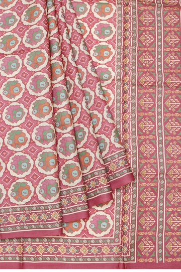 Cream Tussar Silk Saree with Printed Geometrical Design