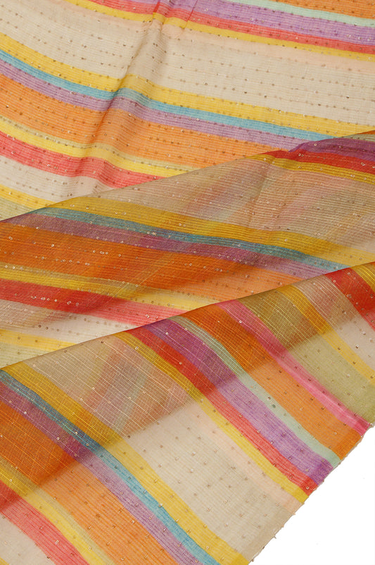 Multi-Colour Organza Silk Saree with Gold Motifs