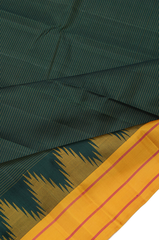 Green Kanchipuram Silk Saree with Mustard Border