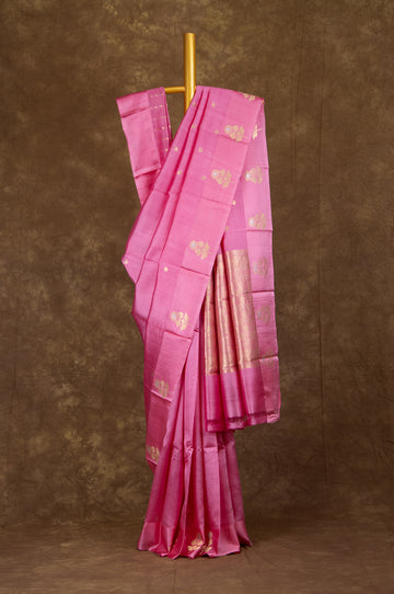 Onion pink Chiniya Silk Saree