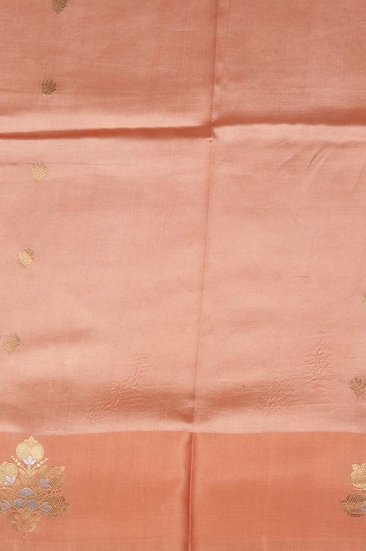 Peach Chiniya Silk Saree