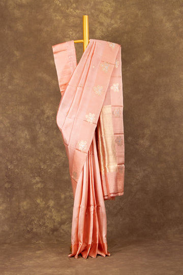 Peach Chiniya Silk Saree