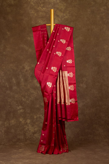 Red Chiniya Silk Saree