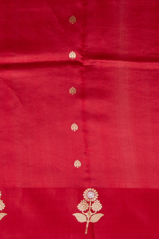 Red Chiniya Silk Saree