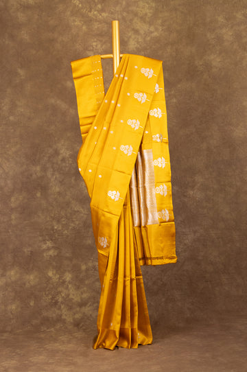 Mustard Chiniya Silk Saree