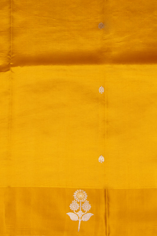 Mustard Chiniya Silk Saree