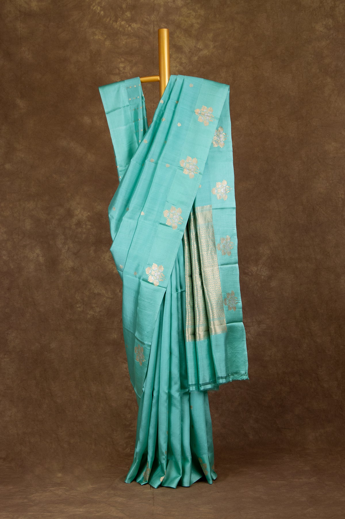 Sea Green Chiniya Silk Saree