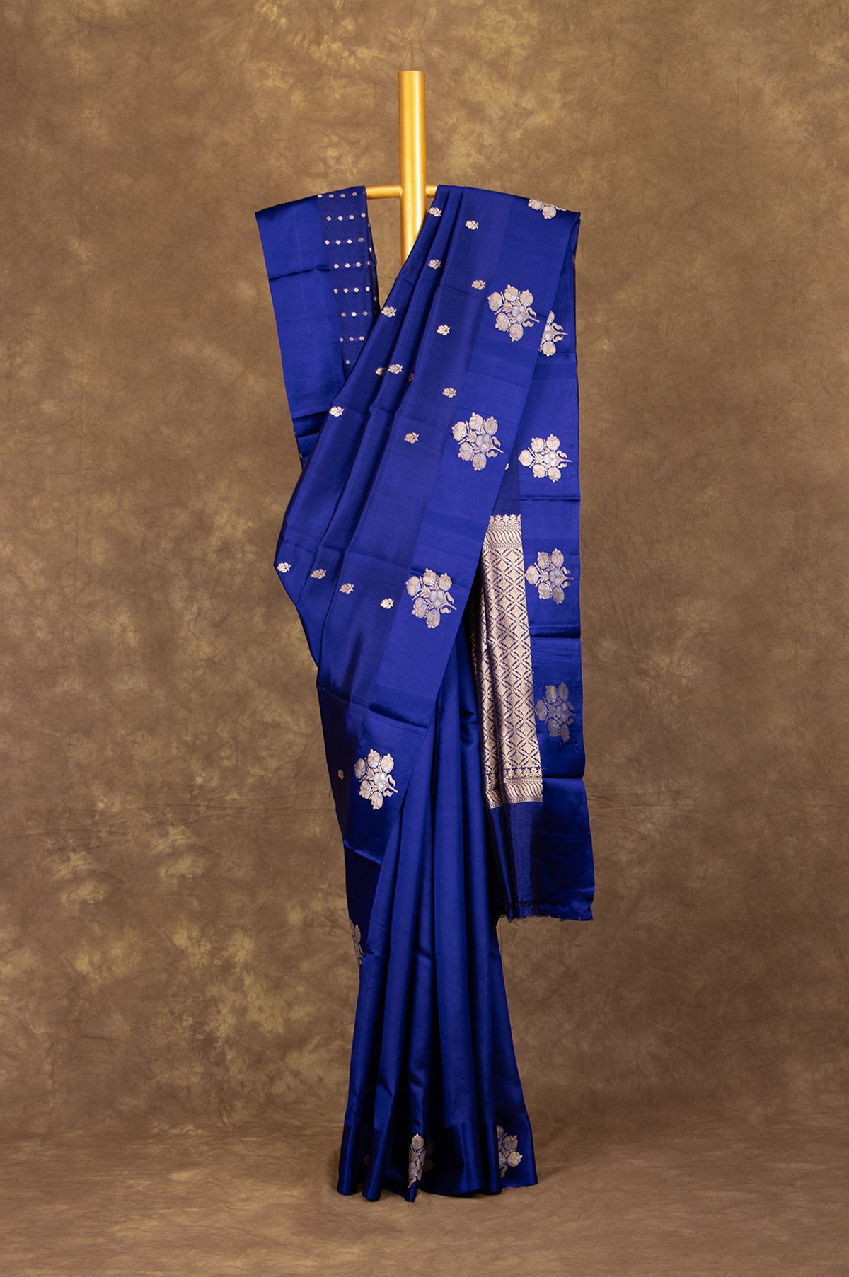 Navy Blue Chiniya Silk Saree