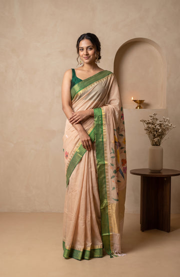 Onion Pink Ponduru Jamdani Cotton Saree with Diamond Butta Design