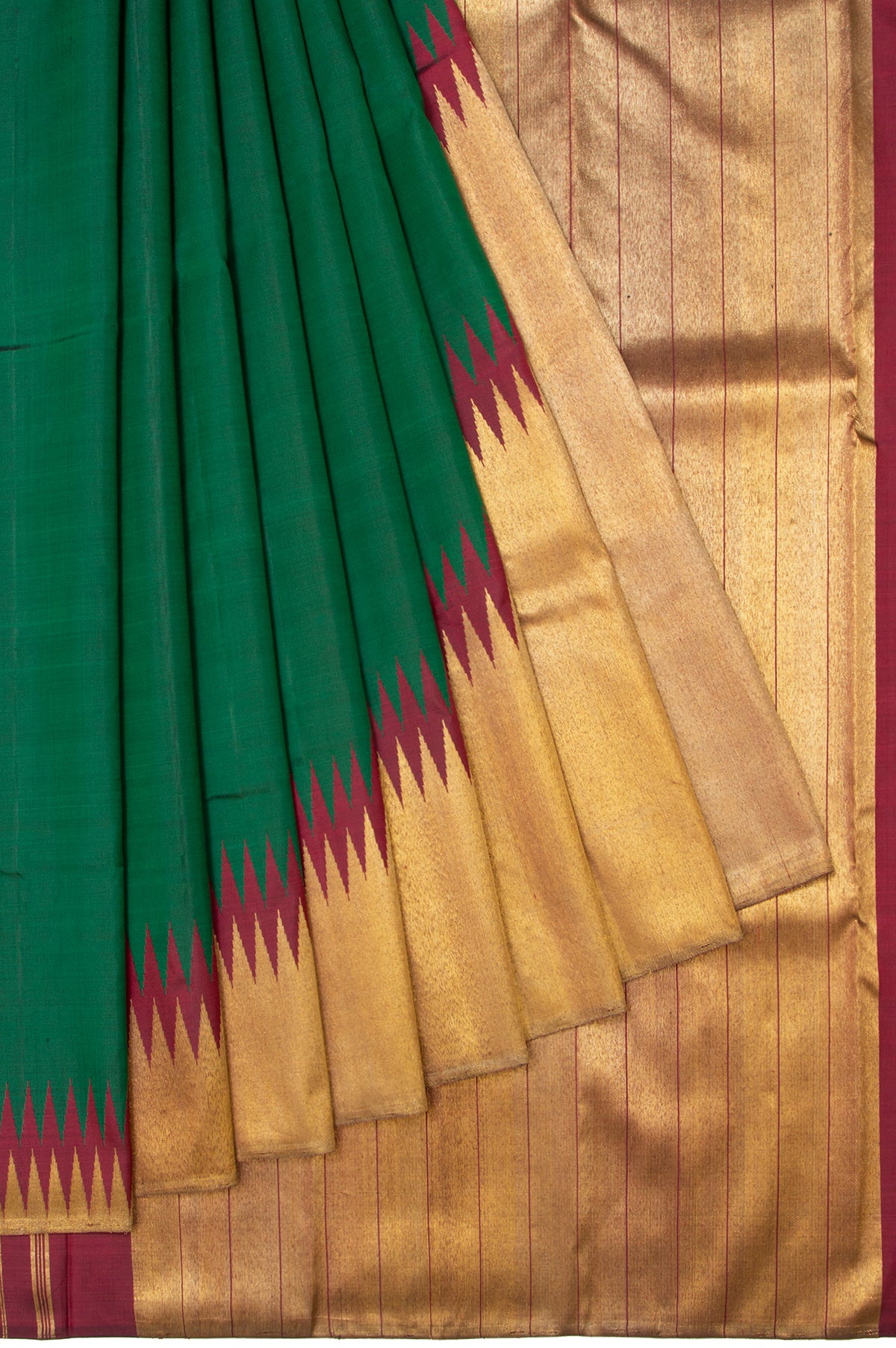 Red temple border kosa silk Saree – chaitrahandlooms