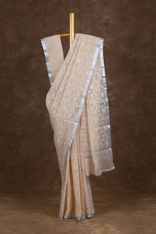 Cream Kota Silk Saree