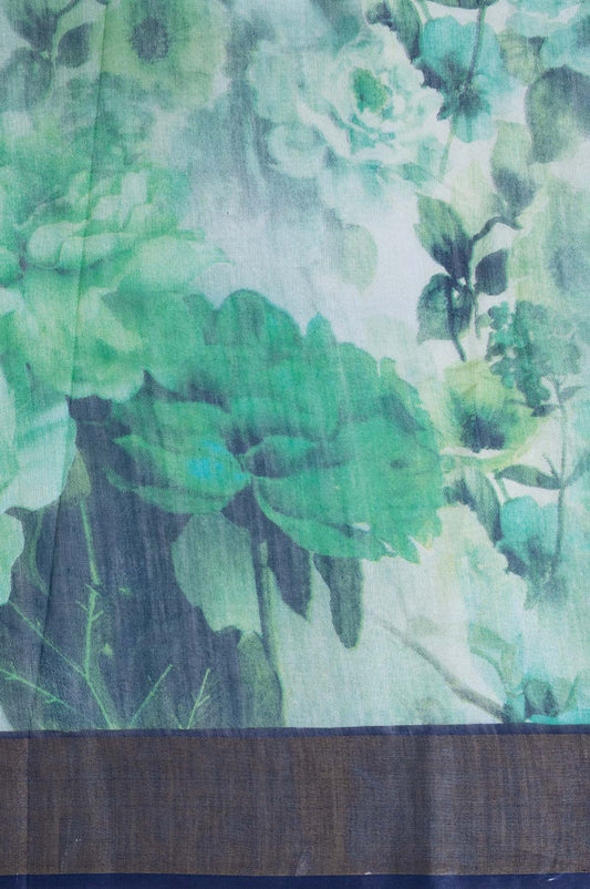 Sea green Chanderi Silk Cotton Saree