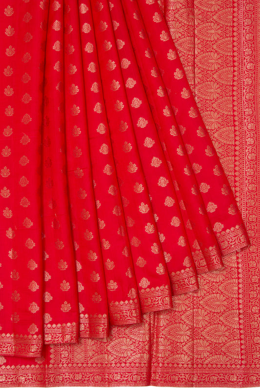 Red Chiniya Silk Saree