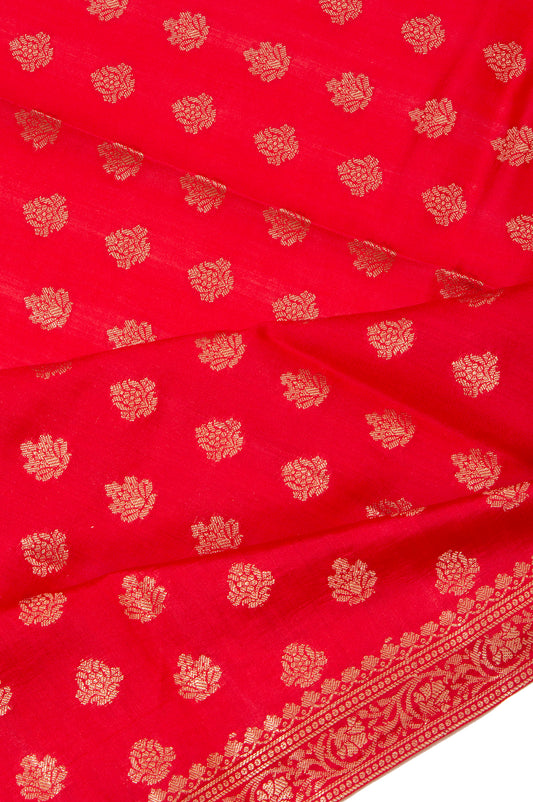 Red Chiniya Silk Saree