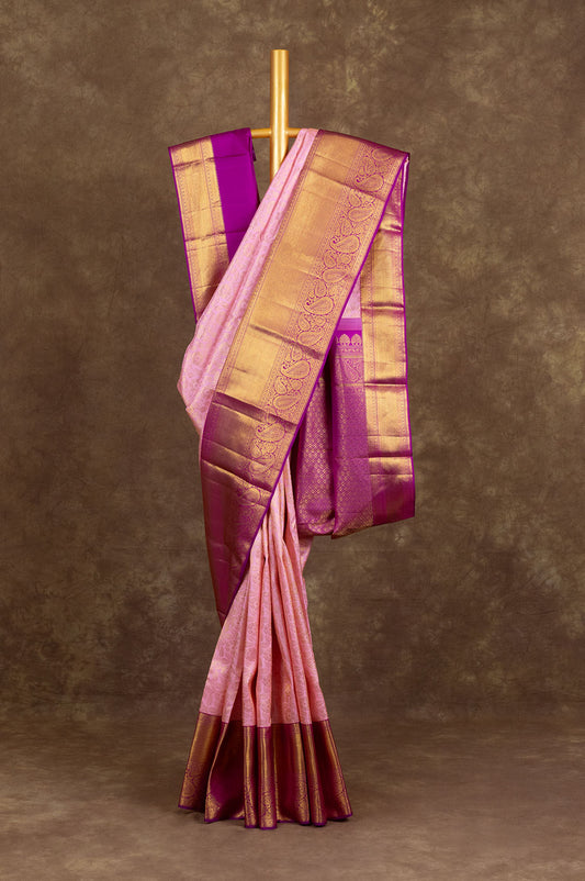 Peach Kanchipuram Silk Saree