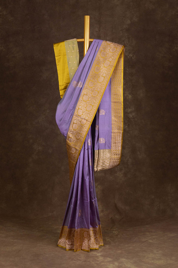 Lavender Banaras Katan Silk Saree