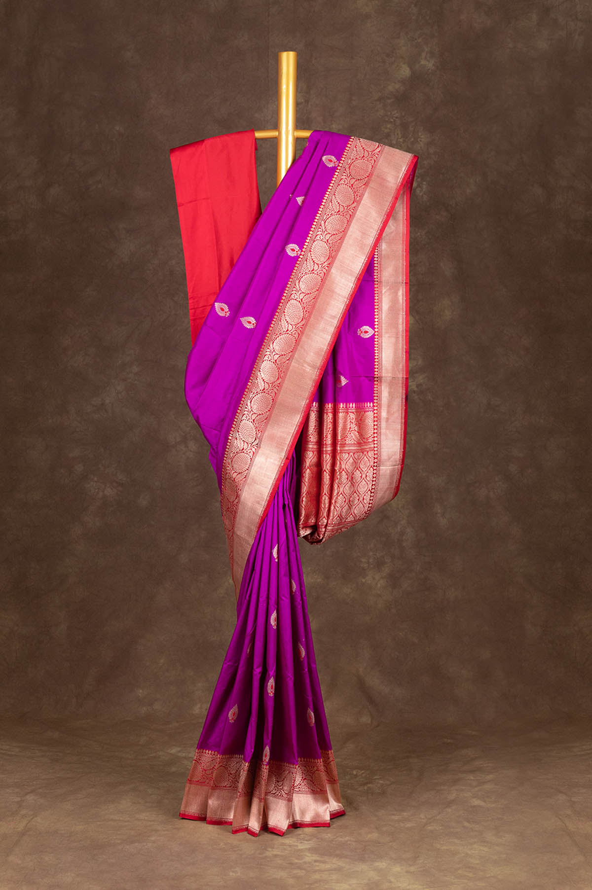 Magenta Banaras Katan Silk Saree