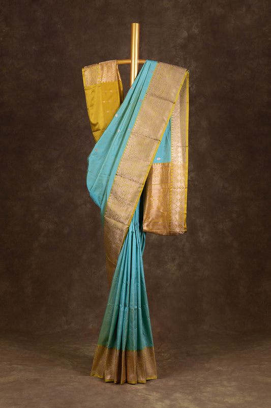 Pista green Banaras Katan Saree