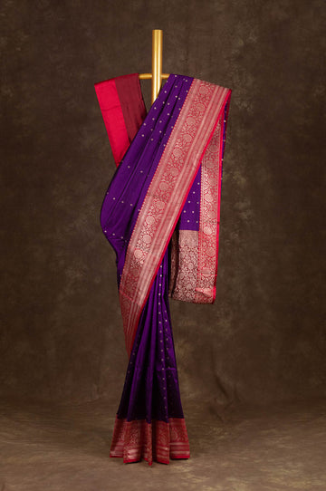 Violet Banaras Katan Silk Saree