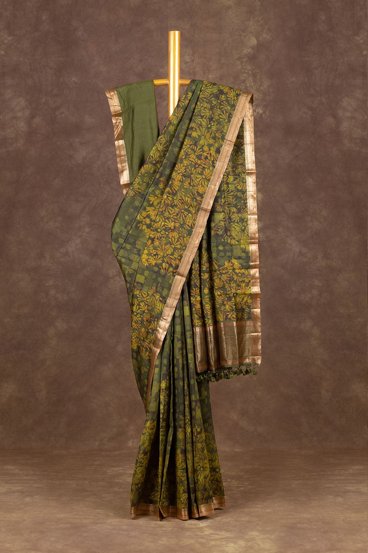 Mehendi green Chiniya Silk Saree