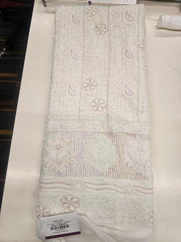White Chikankari Dress Material