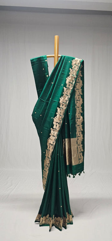 Green Chiniya Silk Saree