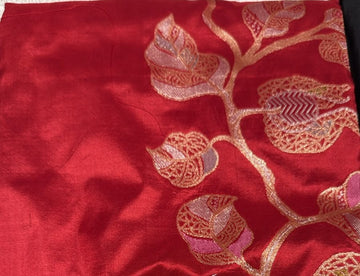 Red Chiniya Silk Dress Material