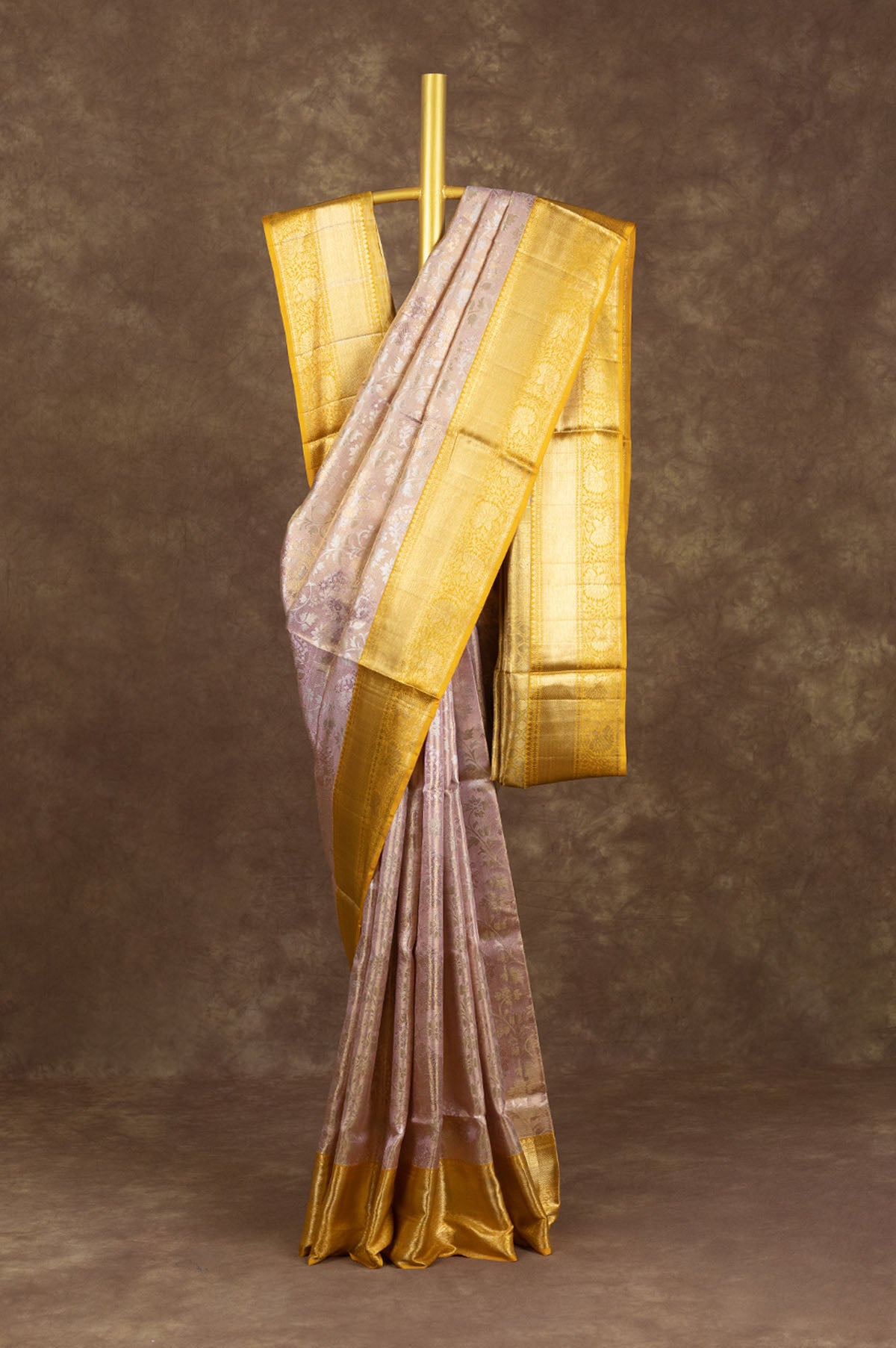 Onion Pink Kanchipuram Tissue Silk Saree
