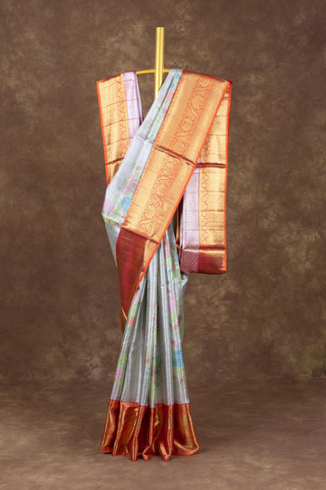 Silver Kanchipuram Silk Saree