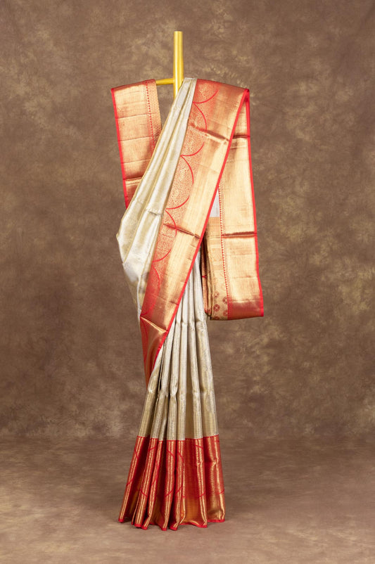 Gold And Red Kanchipuram Silk Saree