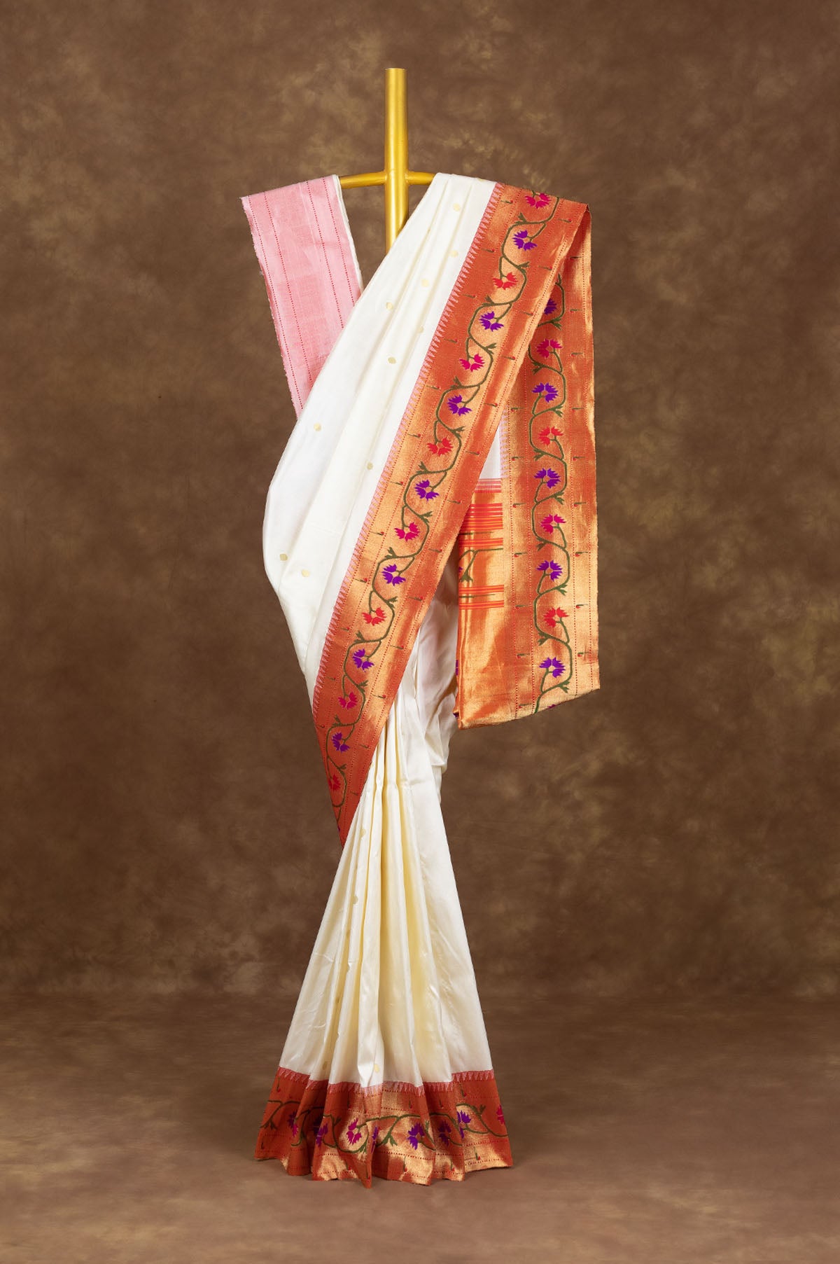 White Paithani Silk Saree