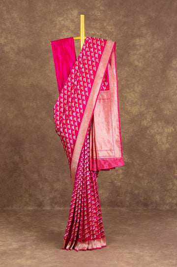 Rani Pink Banaras Katan Saree