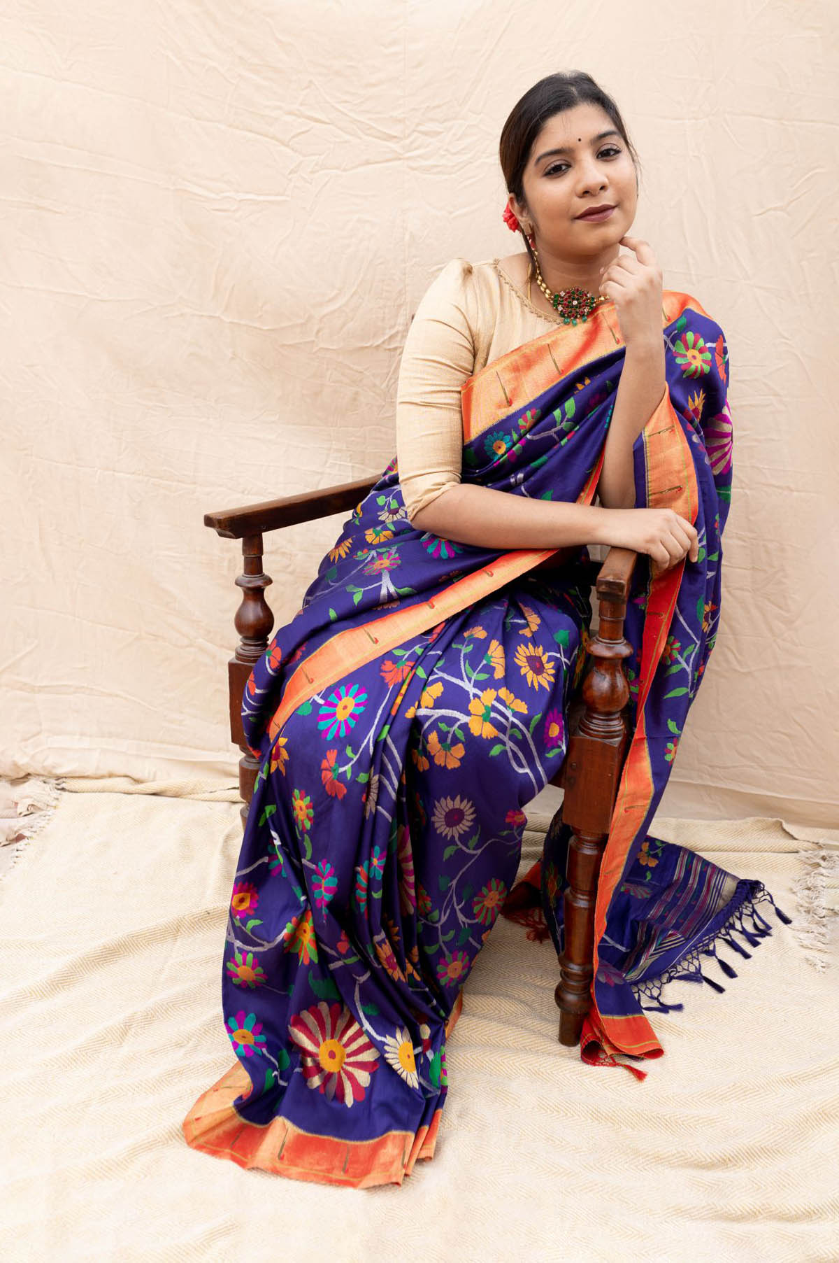 Royal Blue Paithani Silk Saree - Mavuri
