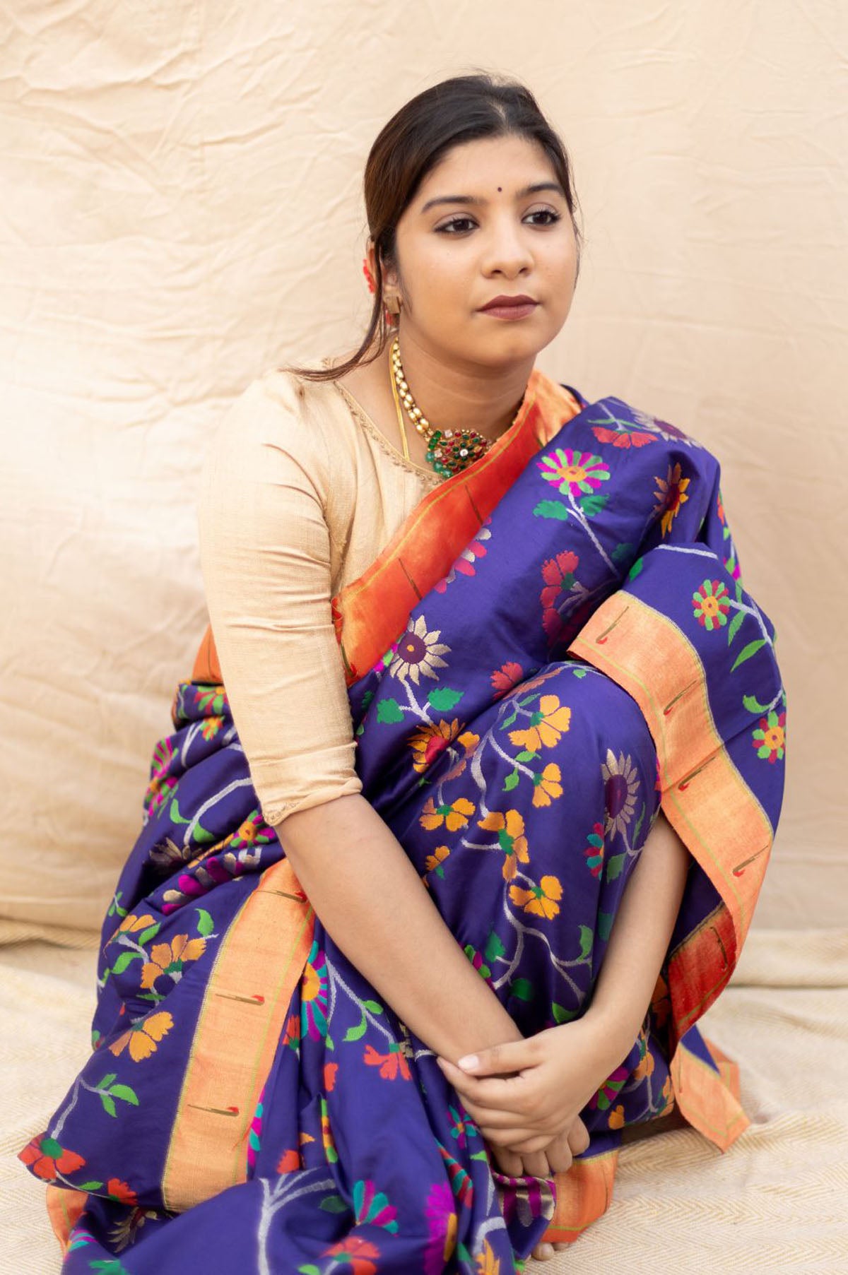 Royal Blue Paithani Silk Saree - Mavuri