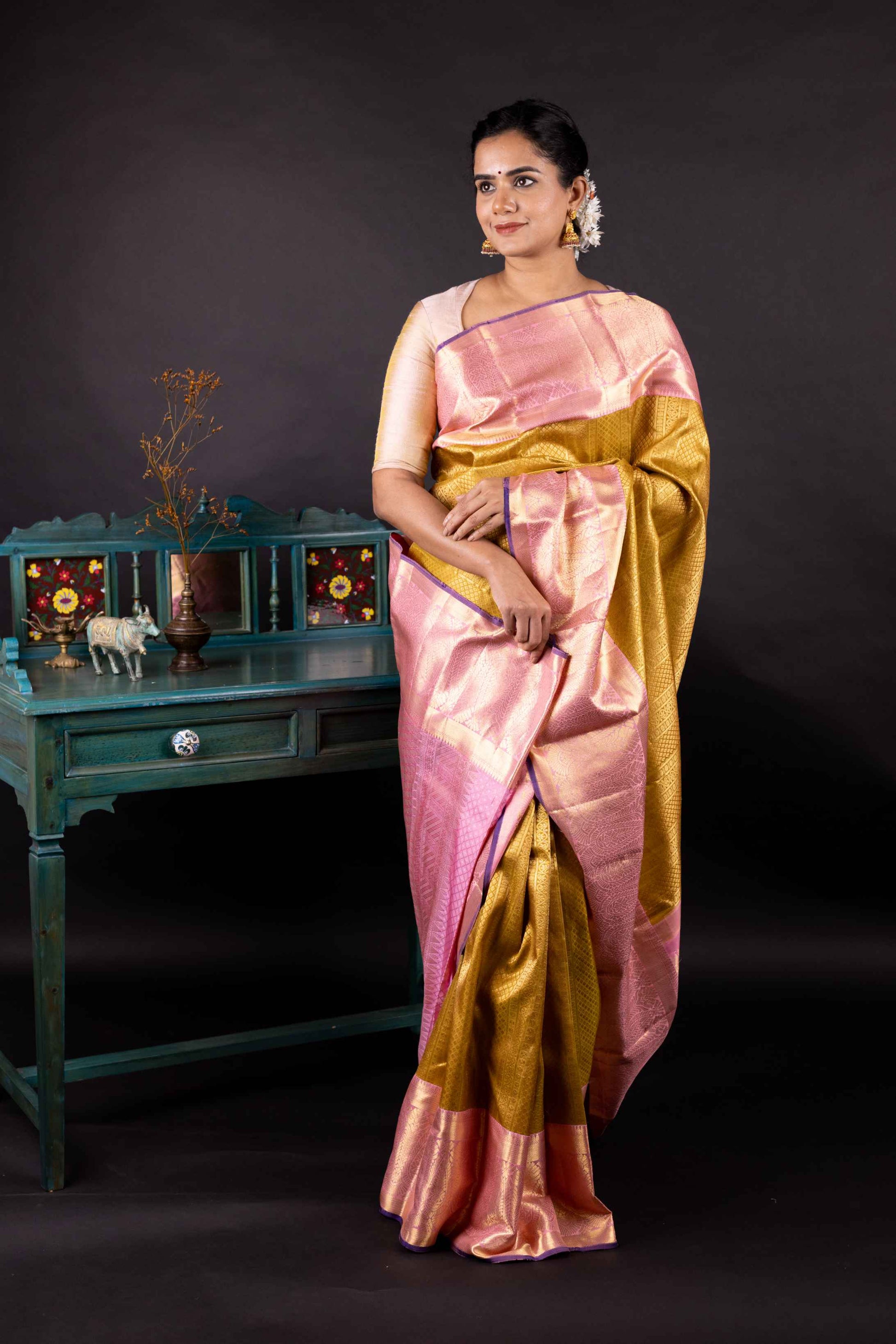Wedding Edit: Bridal Pink Kanjivaram Silk Saree – Zari Banaras