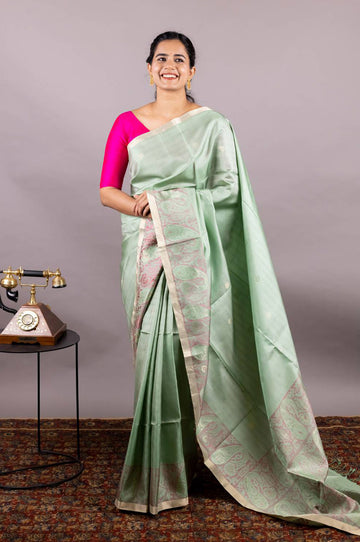 Pista Green Soft Silk Saree