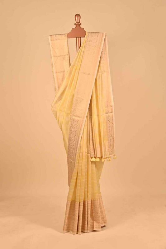 Yellow Banaras Chiniya Silk Saree