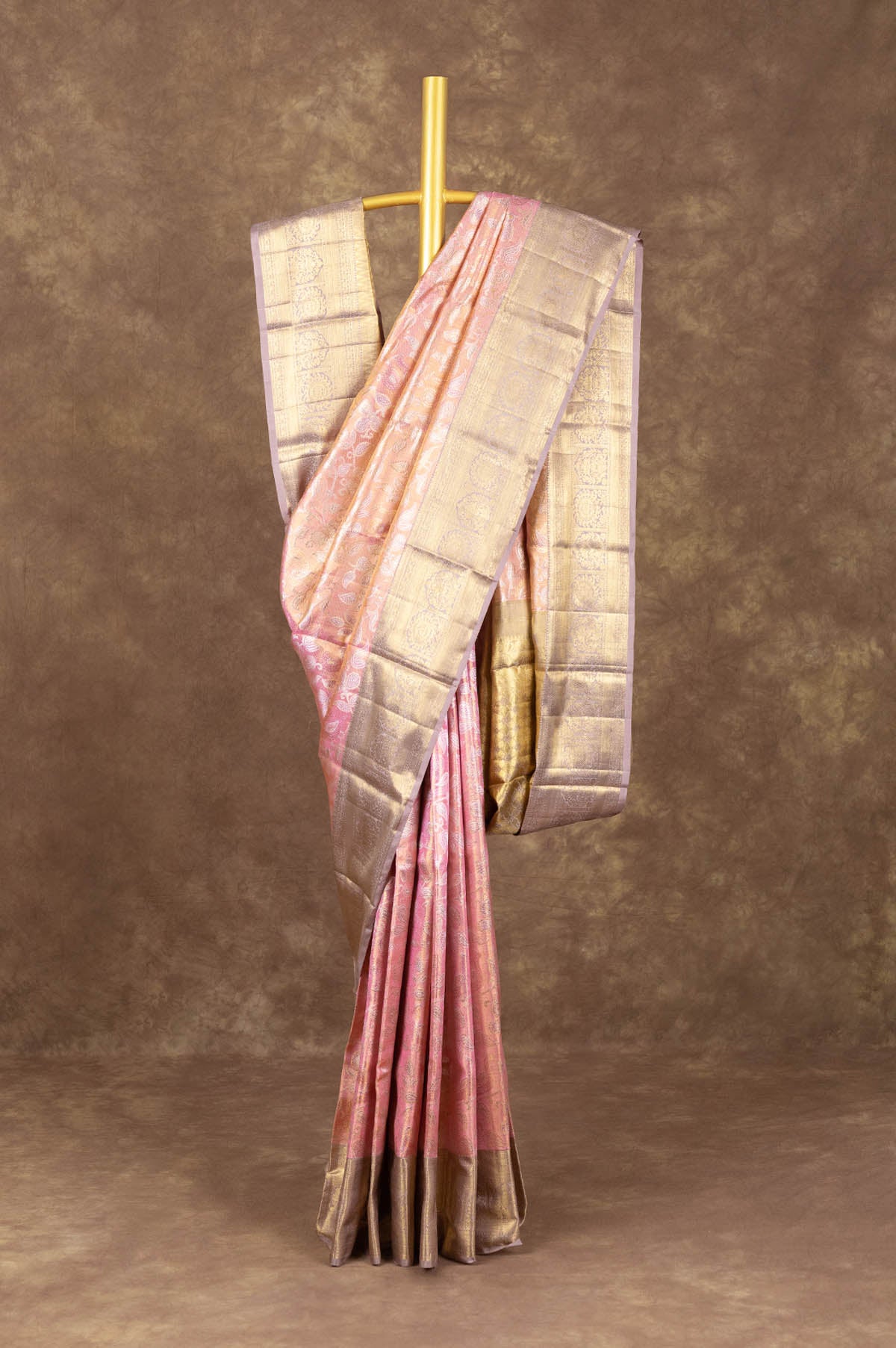 Peach Kanchipuram Silk Saree