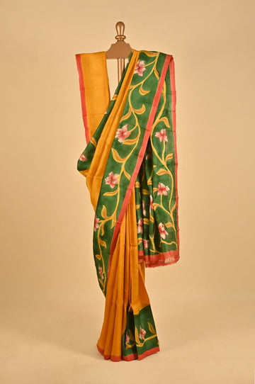 Mustard Pure Silk Saree